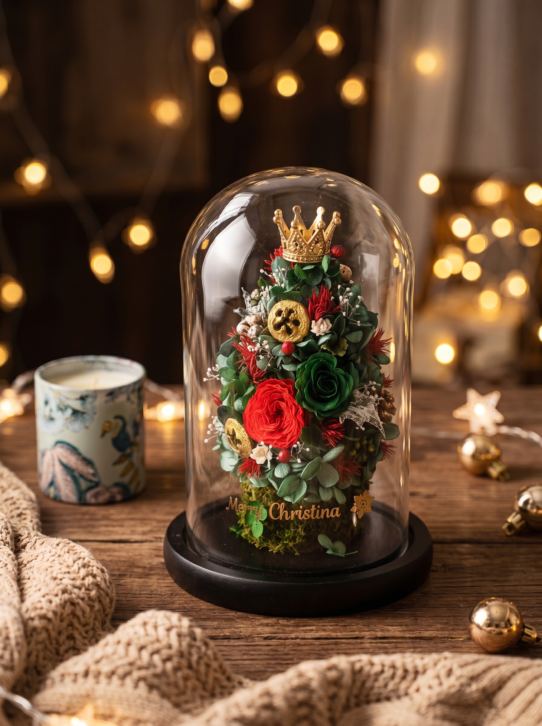 Medium Christmas Tree with Lights, Black Base