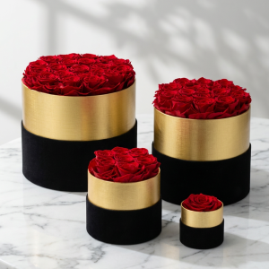 Preserved Flower Gold Rim Gilded Hug Bucket