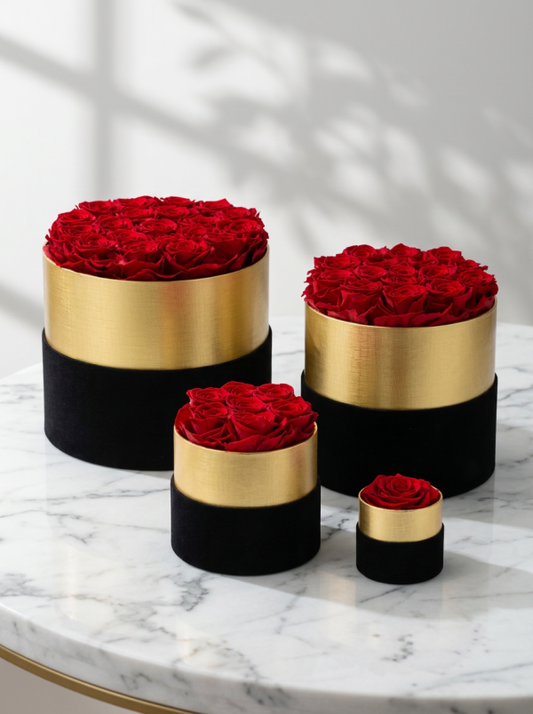 Preserved Flower Gold Rim Gilded Hug Bucket