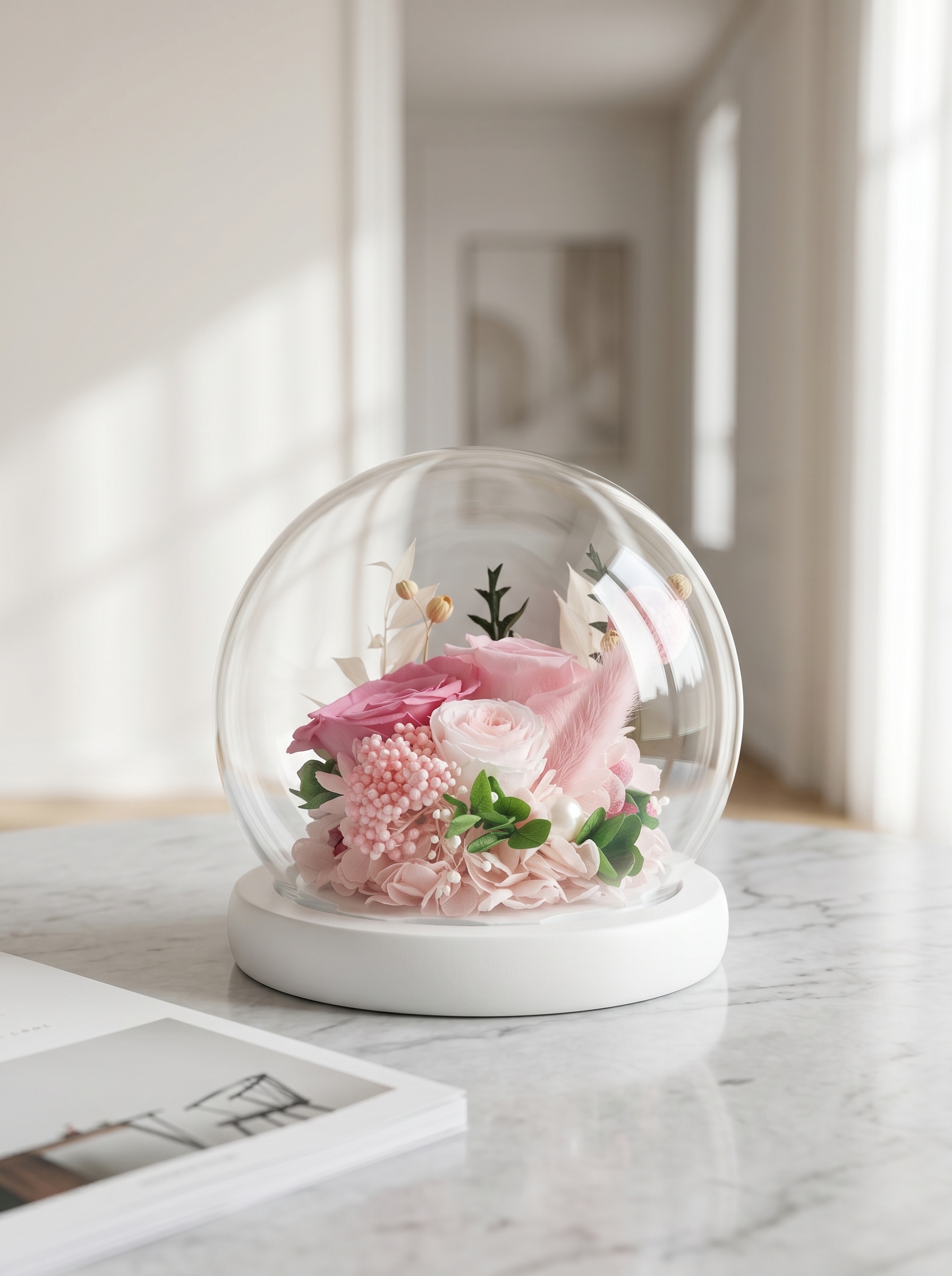 Rose Glass Dome Night Light
